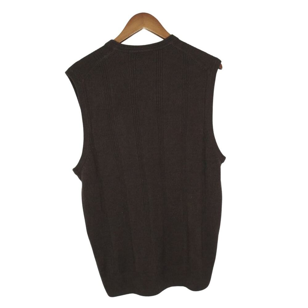 Dockers Brown Textured Striped Grandpa Sweater Vest Dark Academia Sz Large